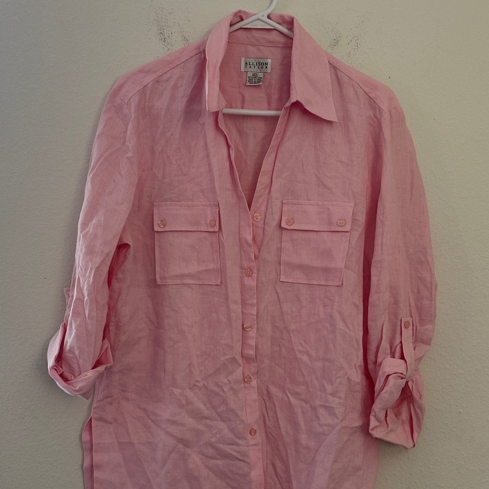 Pink linen  Button-Up Shirt